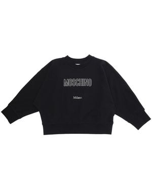 Moschino Crewneck Sweatshirt Logo, Cotton Hoods & Sweatshirts - Blue