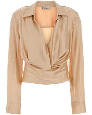 Blumarine Peach Stretch Satin Blouse - Natural