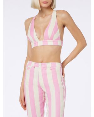 Mc2 Saint Barth Scooped Denim Top Eda - Pink