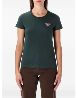 Emporio Armani Logo Cotton T-Shirt - Blue