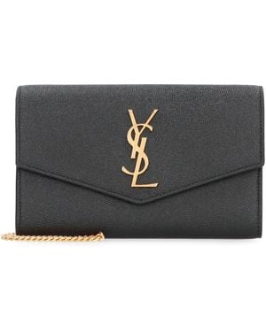 Saint Laurent Clutch Uptown Leather Calf Bags - Grey
