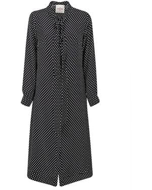 Crida Milano Polka Dot Silk Midi Dress - Grey