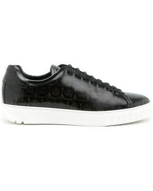 Ferragamo Ferragamo Cube Gancini-Print Trainers - Black
