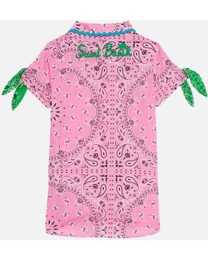 MC2 Saint Barth Girl Shirt Dress With Bandanna Print - Pink