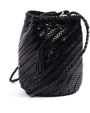 Dragon Diffusion Pompom Double Jump Calf Leather Shoulder Bag - Black