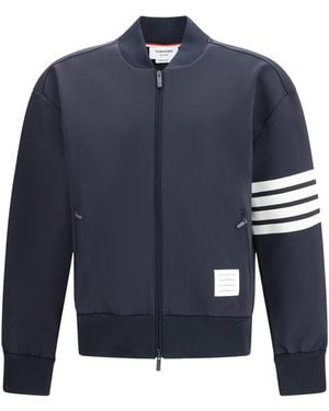 Thom Browne Zipped Bomber Jacket Viscose; Elastane; Polyamide - Blue