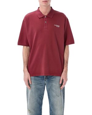 Acne Studios Washed Logo Polo - Red
