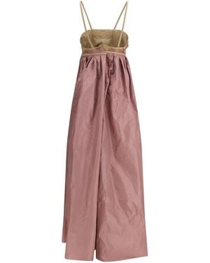 DI STAVNITSER Taffeta Maxi Dress Silk Long - Purple