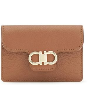 Ferragamo Gancini Keychain Calf Leather Bos Taurus Wallet - White
