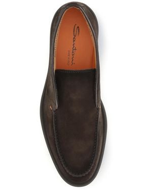 Santoni Ankle Boots Suede Slip-On Sneakers - White
