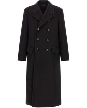 Tom Ford Double-Breasted Melton Coat - Black