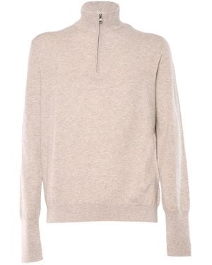 Ballantyne Half Zip Pullover Cashmere Crewneck - Pink