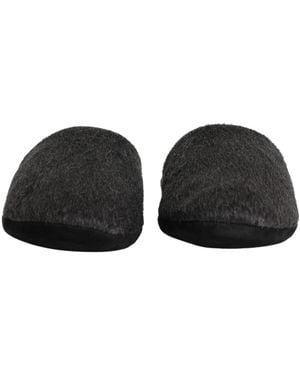 Dolce & Gabbana Dark Charcoal Wool Slippers Shoes - Black