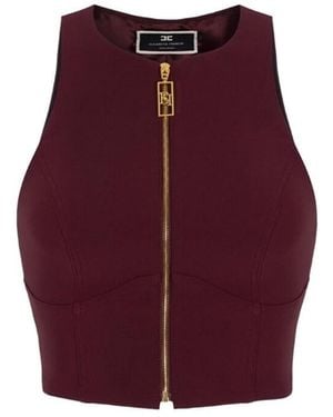 Elisabetta Franchi Cropped Top With Zip - Red