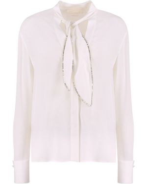 Genny Crêpe De Chine Pussy-Bow Shirt Silk - Pink