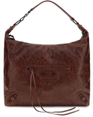 Balenciaga Bordeaux Lamb Ovis Aries Aries Shoulder Bag - Brown