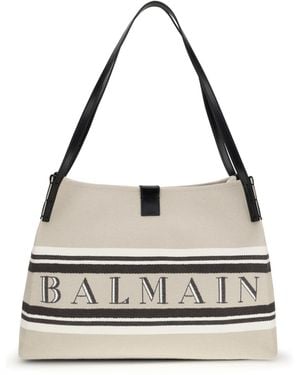 Balmain Release Shoulder Bag Cotton; Polyester - White