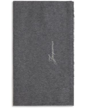 Jacquemus Tailleur Wool Scarf Merino Ovis Aries Scarfs - Grey