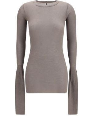 Rick Owens Grey Viscose Long Sleeve T - Brown