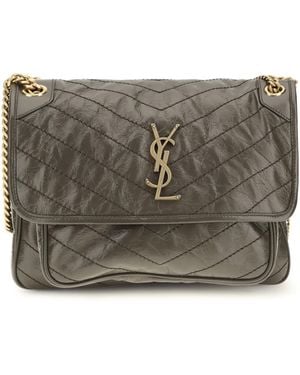Saint Laurent Niki Shoulder Bag Calf Leather Bos Taurus - Grey