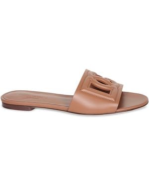 Dolce & Gabbana Logo Slide Sandal - Brown