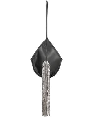 FROLOV Frolov Chain-Fringe Vegan Leather Clutch - Black