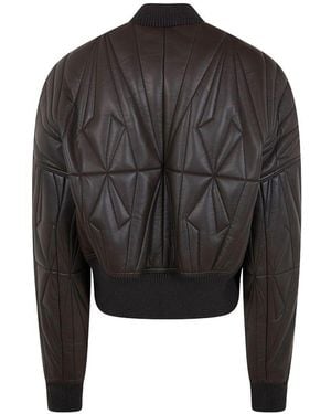 Moncler Leather Bomber Jacket - Black