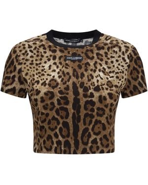 Dolce & Gabbana Dolce & Gabbana Leopard-Print Cropped T-Shirt - Multicolour