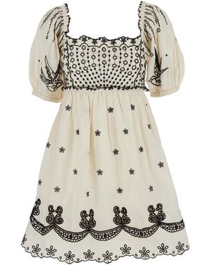 Sea Kingsley Dress With All-Over Embroidery Cotton - White