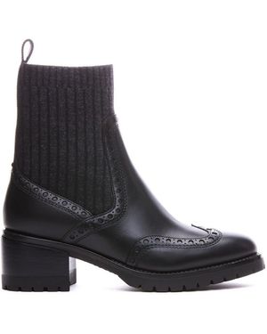 Santoni Brogue Boots With Socks - Black