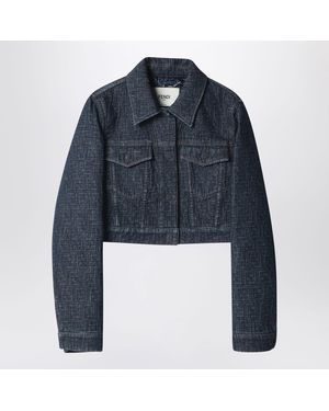 Fendi Ff Cropped Denim Jacket - Blue