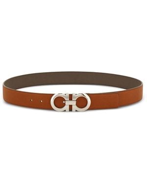 Ferragamo Gancini Leather Belt - White
