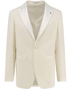 Tagliatore Tuxedo Virgin Wool Blazer - White