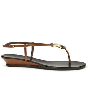 Giuseppe Zanotti Brown Calf Leather Bos Taurus Wedge Sandals - Multicolour