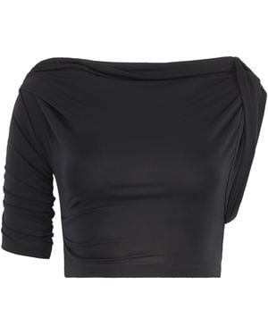Jacquemus Crop Top Draped Viscose - Black
