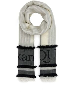 McQueen Ivory Wool Blend Foulard - Grey
