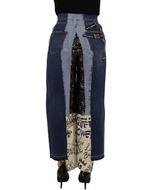 Dolce & Gabbana Patchwork Dg Fashion Wide Leg Denim Pant Cotton - Black