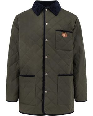 Valentino Quilted Jacket With Vlogo Signature Patch - Grey