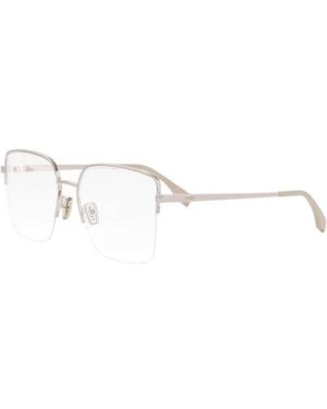 Fendi Eyeglasses Square Semi Rim, Frame And Clear Demo Lens Fe50091U028 - Metallic