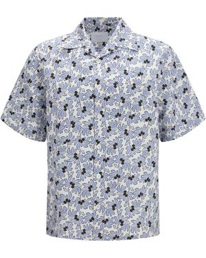Prada Cotton Shirt With Floral Print Cotton; Silk - Grey