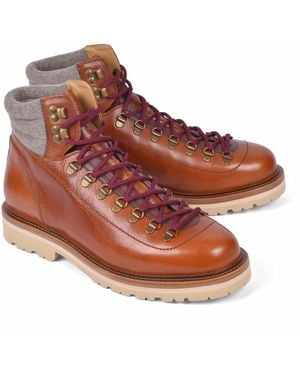 Brunello Cucinelli Cognac Leather Two Tone Hiking Boots - Brown