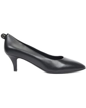 Ferragamo Leather Kitten-Heel Court Shoes - Grey