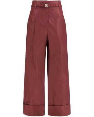 Fendi Taffeta Silk Trousers - Red