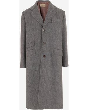 Valentino Single-Breasted Virgin Wool Coat - Grey