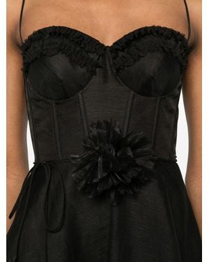 Zimmermann Luna Linen And Silk Mini Dress - Black