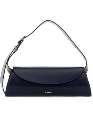 Jil Sander Midnight Leather Small Cannolo Crossbody Bag - Blue