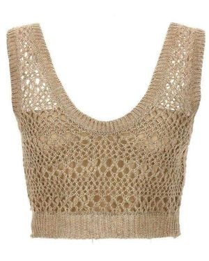 Brunello Cucinelli Linen Silk Knit Top - White