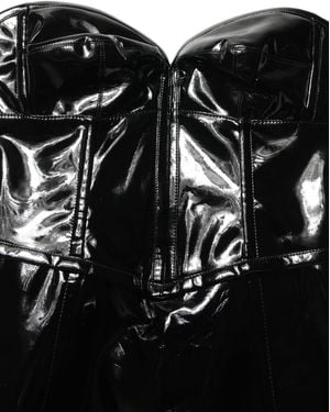 Dolce & Gabbana Patent Leather Corset Style Mini Dress Polyurethane Polyester Cotton - Black