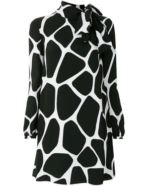 Valentino Giraffe Print Silk Mini Dress - Black