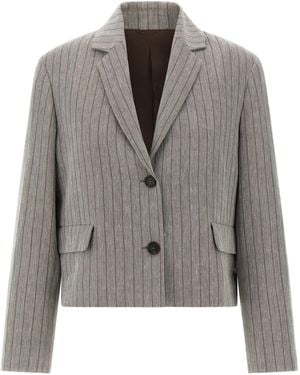 Brunello Cucinelli Pinstriped Chevron Blazer - Grey
